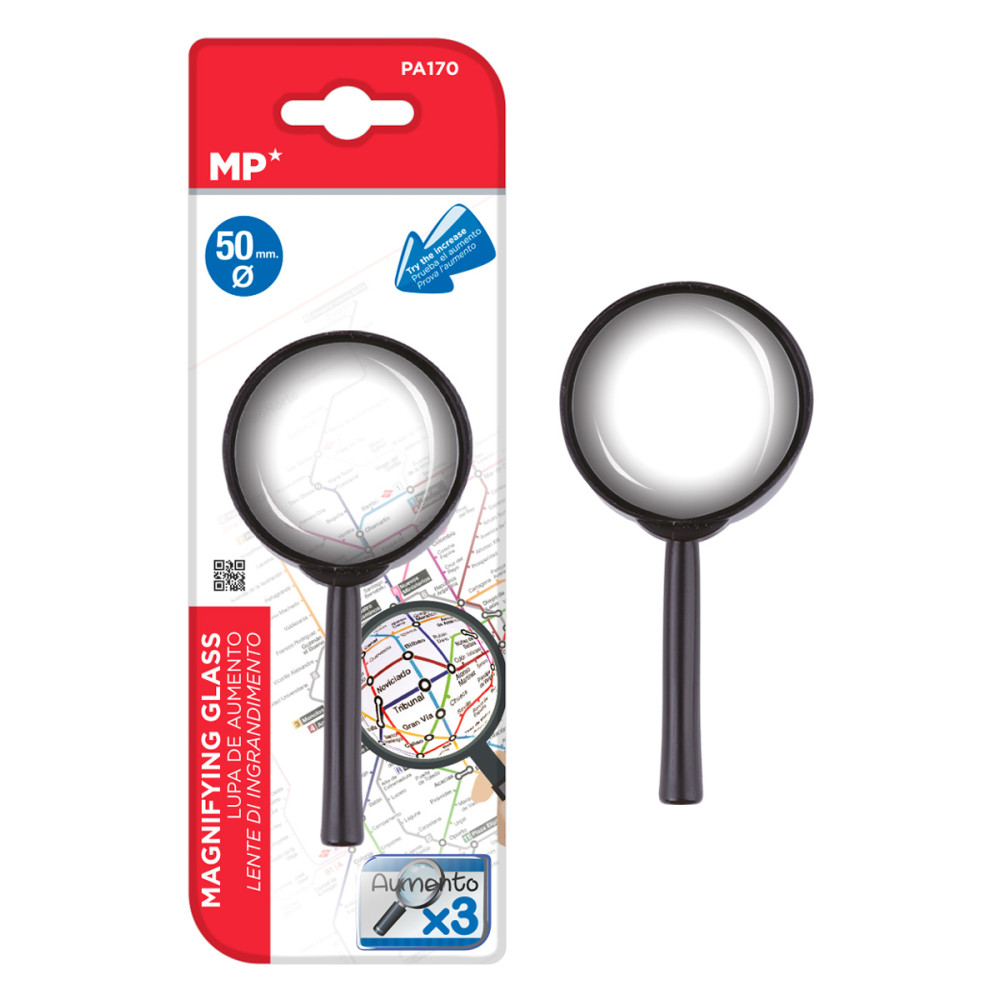 MP μεγεθυντικός φακός PA170, x3, 50mm, πλαστικός με γυάλινο φακό, μαύρος