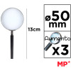 MP μεγεθυντικός φακός PA175, x3, 50mm, μεταλλικός με γυάλινο φακό, μαύρος/ασημί