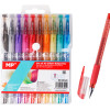 MP σετ στυλό διαρκείας ballpoint PE105O με glitter, 0.9mm, διάφορα χρώματα, 10τμχ