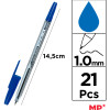 MP σετ στυλό ballpoint PE144OA, 1mm, μπλε, 21τμχ