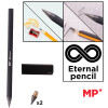 MP eternal μεταλλικό μολύβι PE560 με γόμα & 2x ανταλλακτικές μύτες, μαύρο