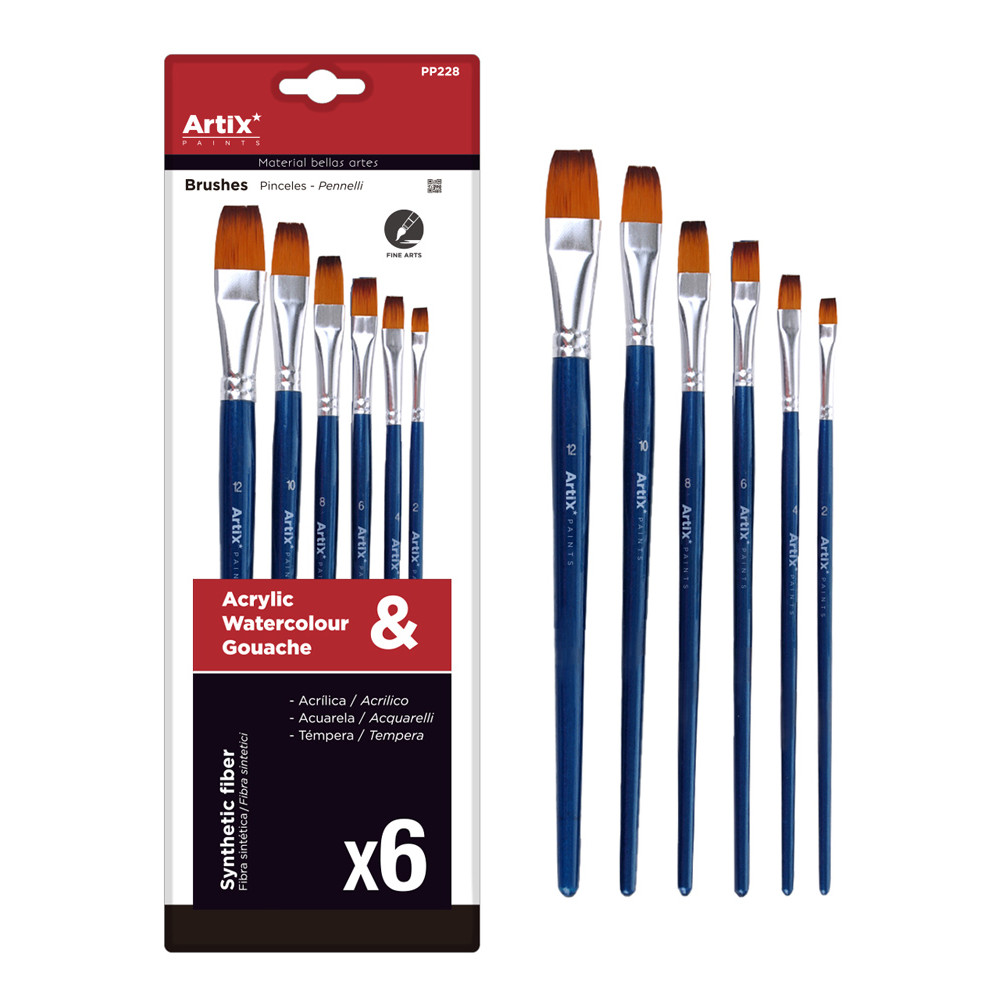 ARTIX PAINTS σετ πινέλων ζωγραφικής PP228, μπλε, 6τμχ