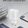 POWERTECH φορτιστής τοίχου PT-1043, USB-C, PD QC3.0, GaN, 30W, λευκός
