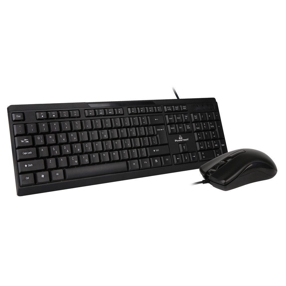 POWERTECH set ποντίκι & πληκτρολόγιο PT-1068, ενσύρματο, 1000DPI, μαύρο