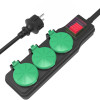 POWERTECH πολύπριζο PT-1070, 3x schuko, IP44, 16A, 1.5m, μαύρο