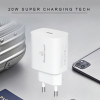 POWERTECH φορτιστής τοίχου PT-1091, USB-C, PD 20W, λευκός