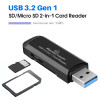 POWERTECH card reader PT-1112 για SD & micro SD, USB 3.2, 5Gbps, μαύρο