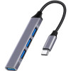 POWERTECH USB hub PT-1113, 4x θυρών, 5Gbps, USB-C σύνδεση, γκρι