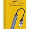 POWERTECH USB hub PT-1114, 4x θυρών, 5Gbps, USB σύνδεση, γκρι
