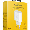 POWERTECH φορτιστής τοίχου PT-1150, USB-C, 12W, λευκός