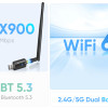 POWERTECH ασύρματος USB αντάπτορας δικτύου & Bluetooth 5.3 PT-1386, 900Mbps WiFi 6
