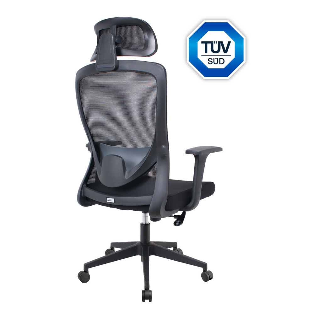 POWERTECH καρέκλα γραφείου PT-1390 με μπράτσα και ανάκλιση, ρυθμιζόμενο ύψος, μαύρη
