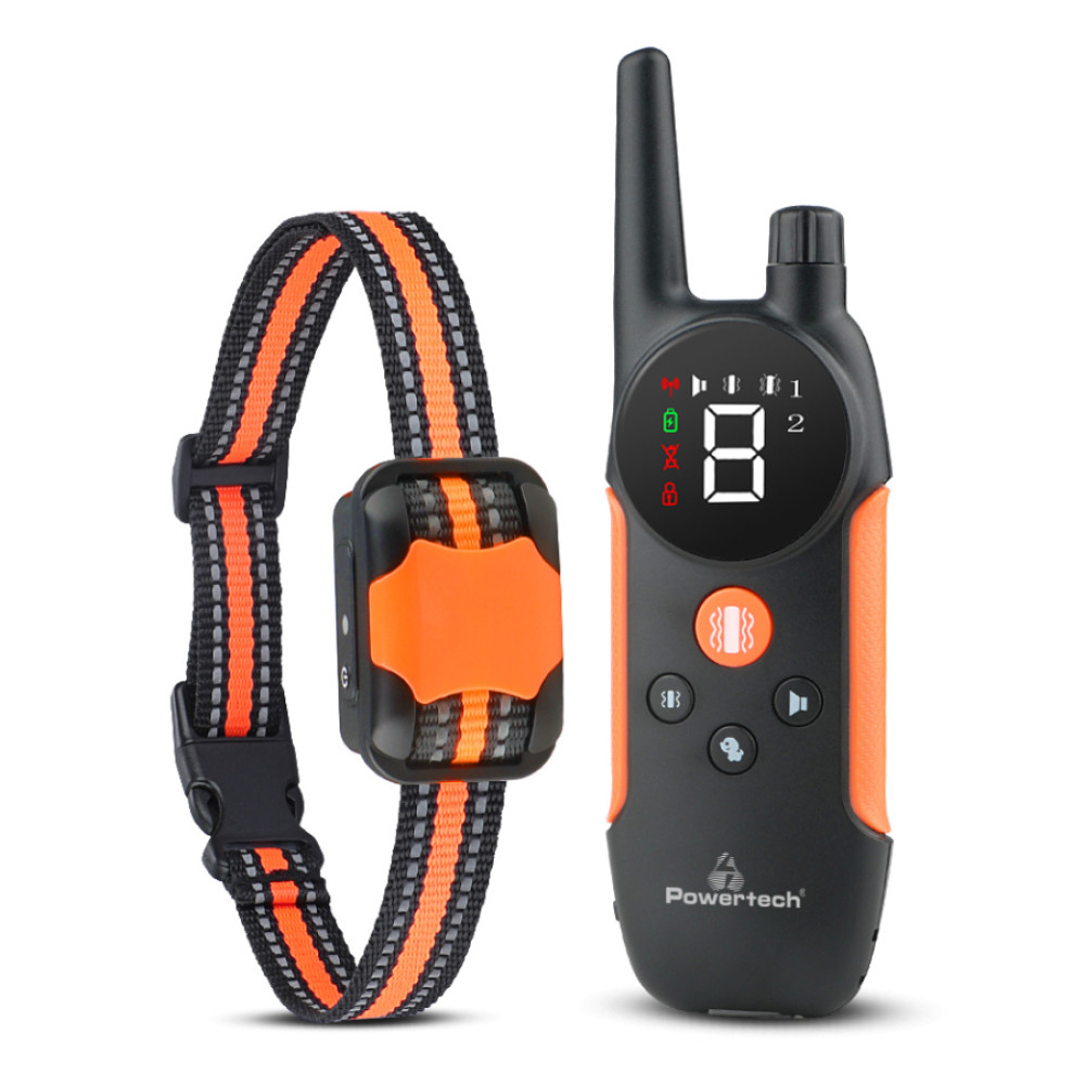POWERTECH ηλεκτρικό κολάρο εκπαίδευσης σκύλου PT-1399 με ασύρματο χειριστήριο, εμβέλεια 300m