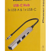 POWERTECH USB hub PT-1412, 4x θυρών, USB 3.2, 5Gbps, USB-C σύνδεση, γκρι
