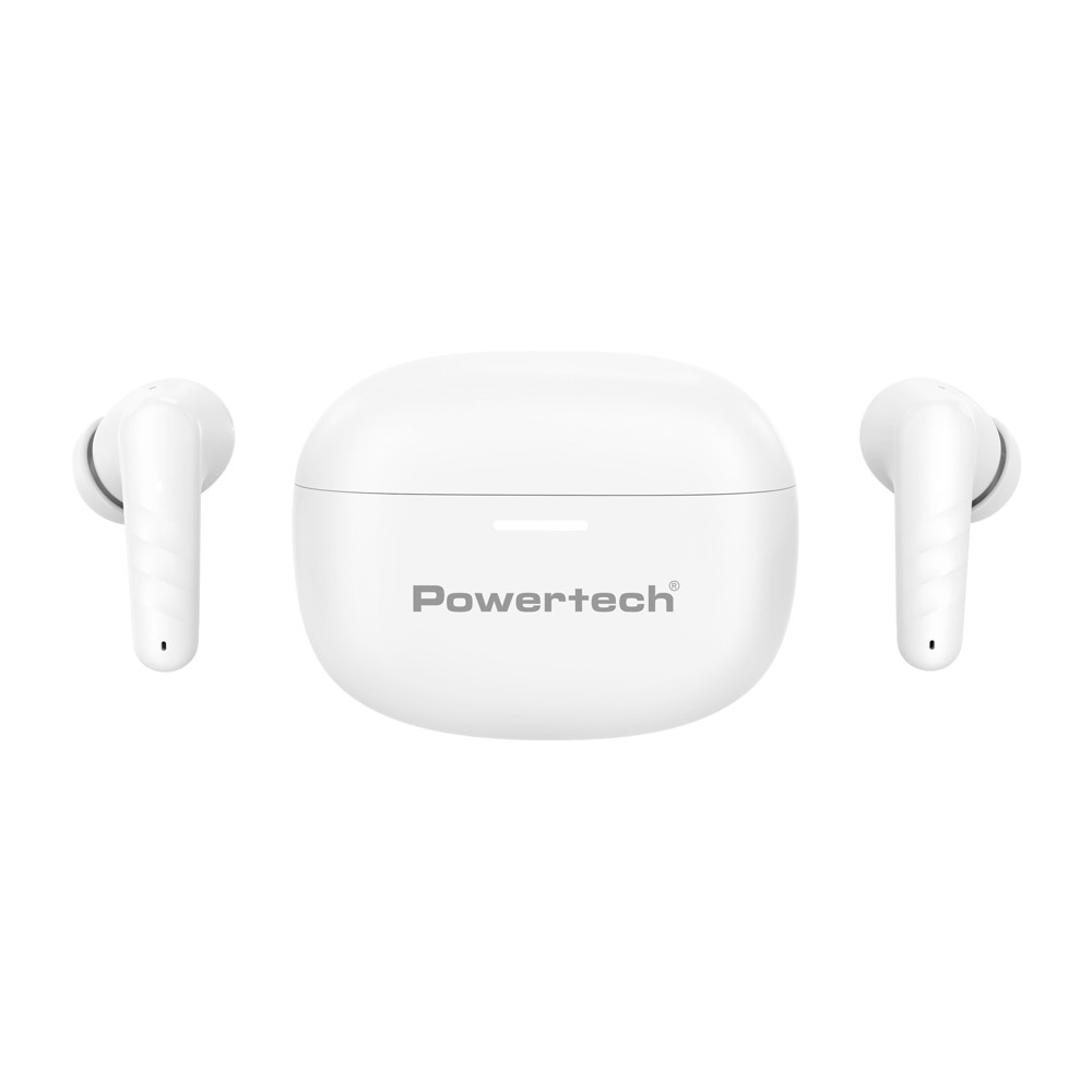 POWERTECH earphones με θήκη φόρτισης PT-1432, True Wireless, 35/300mAh, λευκά