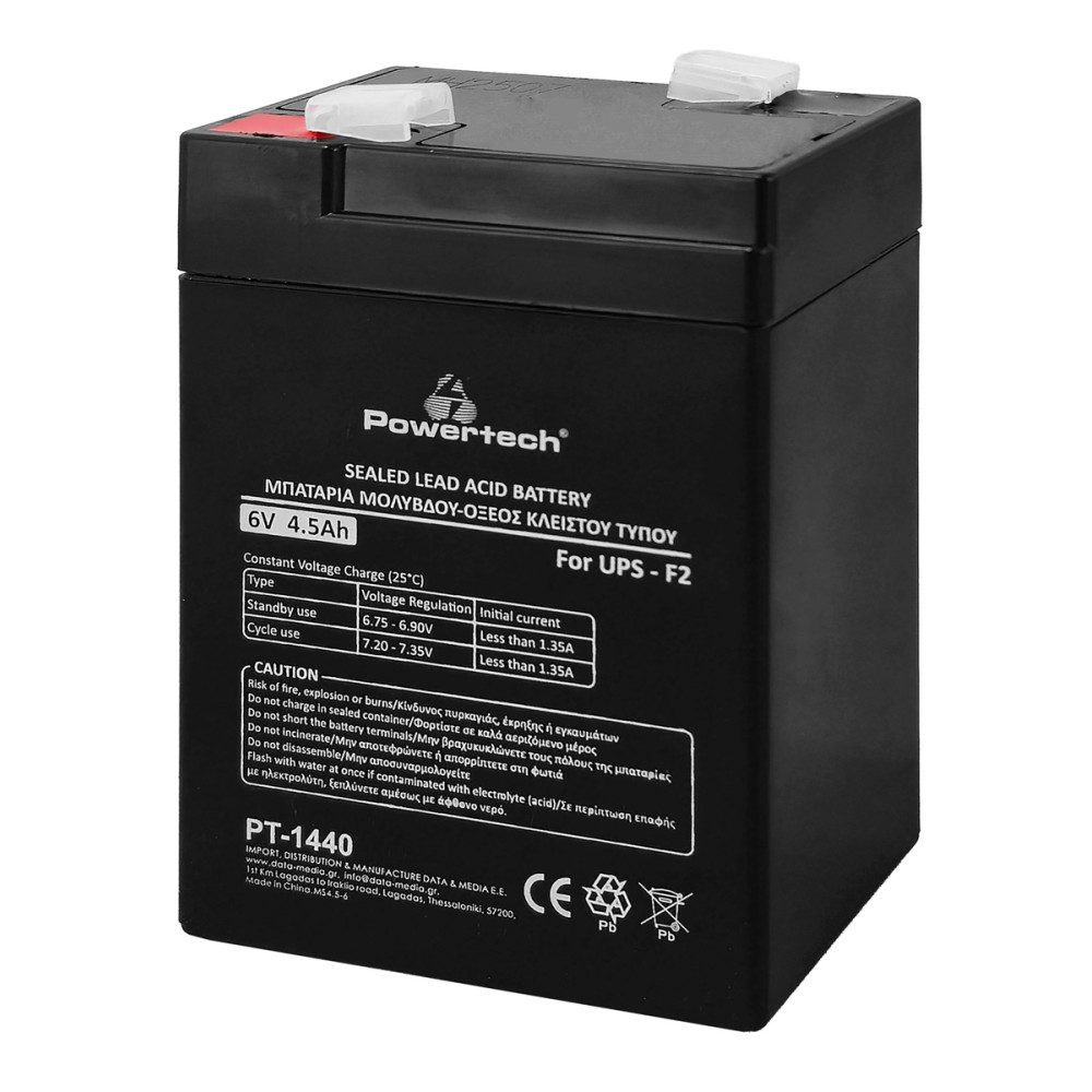 POWERTECH μπαταρία μολύβδου PT-1440 για UPS, 6V 4.5Ah, F2