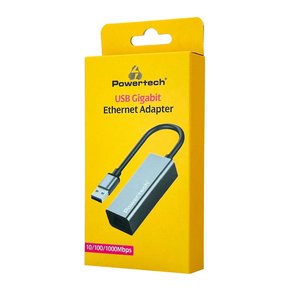 POWERTECH αντάπτορας δικτύου PT-1454, USB, 1000Mbps Ethernet, γκρι