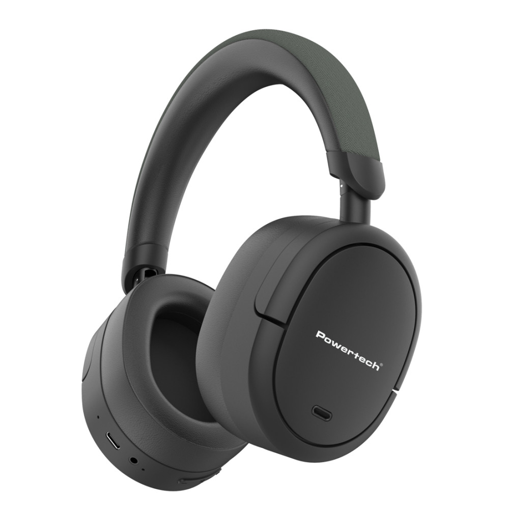 POWERTECH headphones PT-1462, ενσύρματα & ασύρματα, ANC & ENC, 40mm, 300mAh, μαύρα
