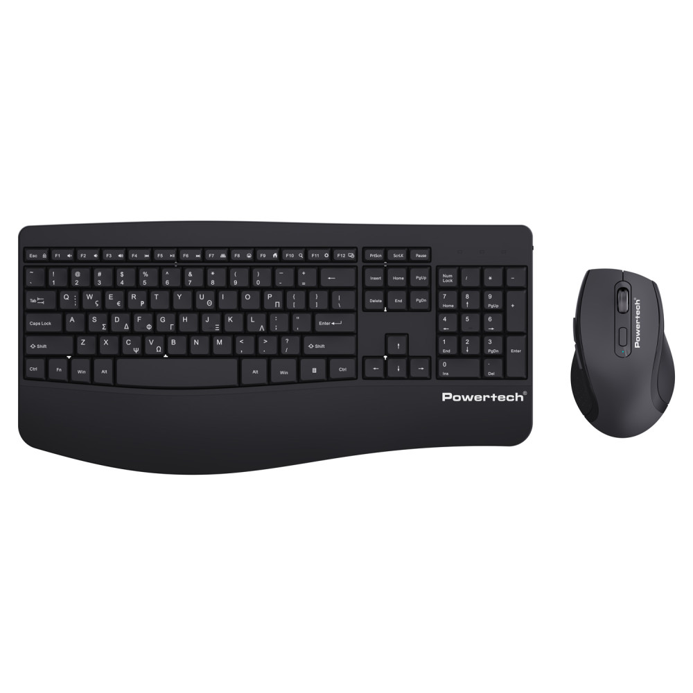 POWERTECH set ποντίκι & πληκτρολόγιο PT-1490, 2.4GHz & Bluetooth, μαύρο