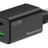 POWERTECH φορτιστής τοίχου PT-1501, USB/USB-C, 65W, GaN, μαύρος