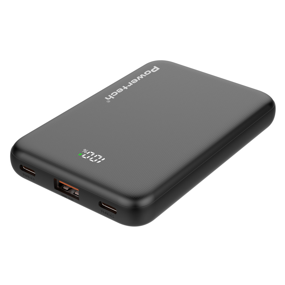 POWERTECH power bank PT-1502 με οθόνη, 10000mAh, 22.5W, μαύρο