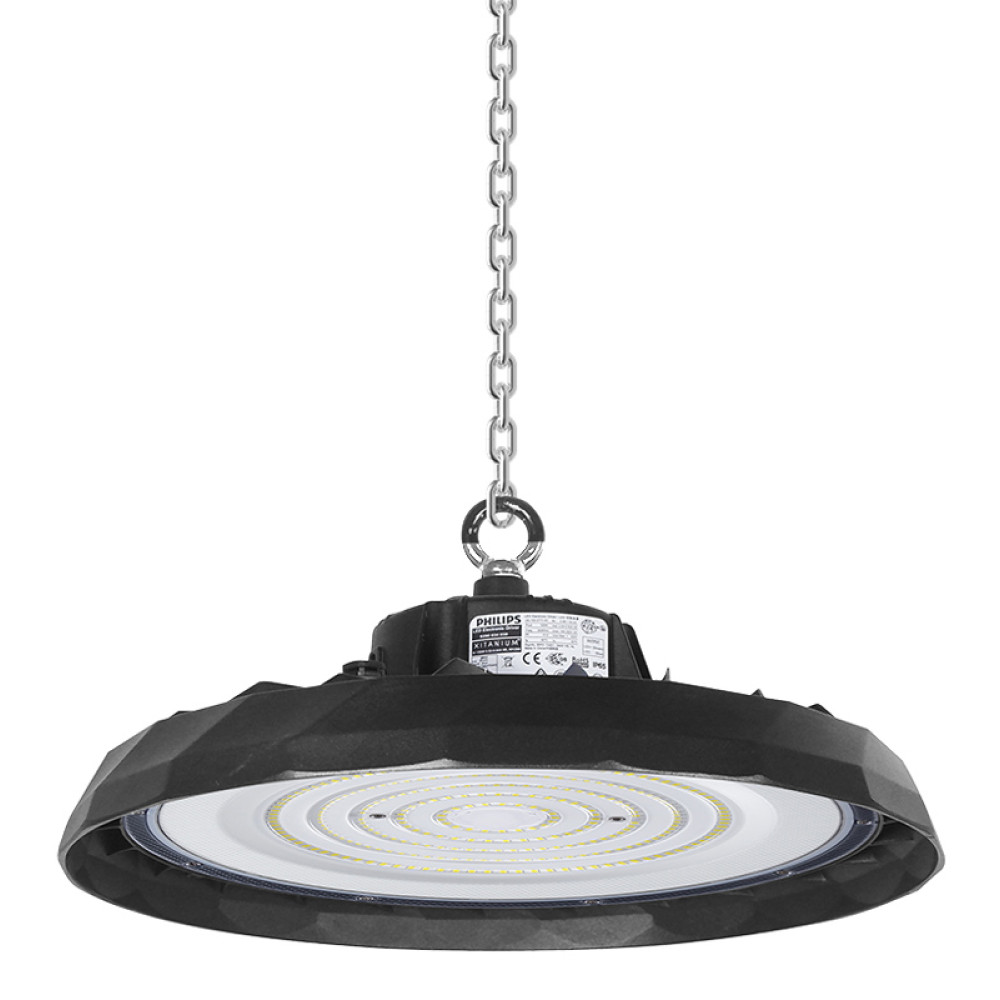 POWERTECH LED φωτιστικό καμπάνα PT-1531, 100W, 6500K, Φ30x11cm, IP65, μαύρο