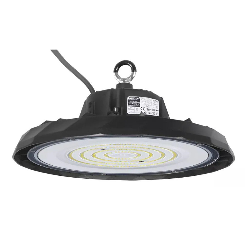 POWERTECH LED φωτιστικό καμπάνα PT-1531, 100W, 6500K, Φ30x11cm, IP65, μαύρο