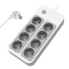 POWERTECH πολύπριζο ασφαλείας PT-1534, 8 θέσεων, 16A, 1.5m, λευκό