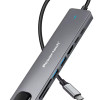 POWERTECH docking station PT-1537, 8 θυρών, USB-C σύνδεση, 100W PD, 1000Mbps, γκρι