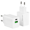 POWERTECH φορτιστής τοίχου PT-1551, USB/USB-C, 45W, GaN, AVS, λευκός