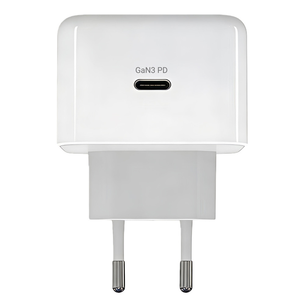 POWERTECH φορτιστής τοίχου PT-1581 με καλώδιο, USB-C, 40 έως 60W, GaN, AVS, λευκός