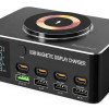 POWERTECH σταθμός φόρτισης PT-1625 με οθόνη, 4x USB/4x USB-C/wireless, 140W, μαύρος