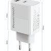 POWERTECH φορτιστής τοίχου PT-1635 με καλώδιο, USB/USB-C, 20W, λευκός