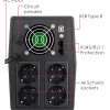 POWERTECH UPS Line Interactive PT-1800LCD με οθόνη, 1800VA, 1080W, 4x Schuko, 2x RJ45/RJ11, USB Type B