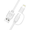POWERTECH καλώδιο USB σε Micro/Lightning PT-707, MFi, 2.4A, 1m, λευκό