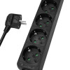 POWERTECH πολύπριζο PT-872, 5x schuko, 16A, 3m, μαύρο