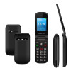 POWERTECH κινητό τηλέφωνο Milly Flip V2, 2.4", dual SIM, πλήκτρο SOS, μαύρο