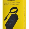 POWERTECH USB 3.2 hub PTR-0156 4x θυρών, 5Gbps, USB-C σύνδεση, 1m, μαύρο