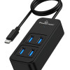 POWERTECH USB 3.2 hub PTR-0156 4x θυρών, 5Gbps, USB-C σύνδεση, 1m, μαύρο
