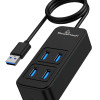 POWERTECH USB 3.2 hub PTR-0157, 4x θυρών, 5Gbps, USB σύνδεση, 1m, μαύρο