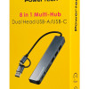 POWERTECH USB hub PTR-0205 με card reader, 8 θυρών, USB & USB-C σύνδεση, γκρι
