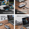 ORICO docking station PW11-6PR, 6 θυρών, USB-C σύνδεση, 100W PD 4K, γκρι
