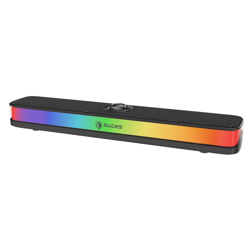 SADES soundbar Posevolt με RGB φωτισμό, 10W, Bluetooth & USB-C/USB, μαύρο