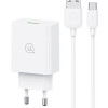 USAMS φορτιστής τοίχου SCXLTZ01 με καλώδιο micro USB, USB, 18W, λευκός