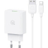 USAMS φορτιστής τοίχου SCXLTZ03 με καλώδιο Lightning, USB, 18W, λευκός