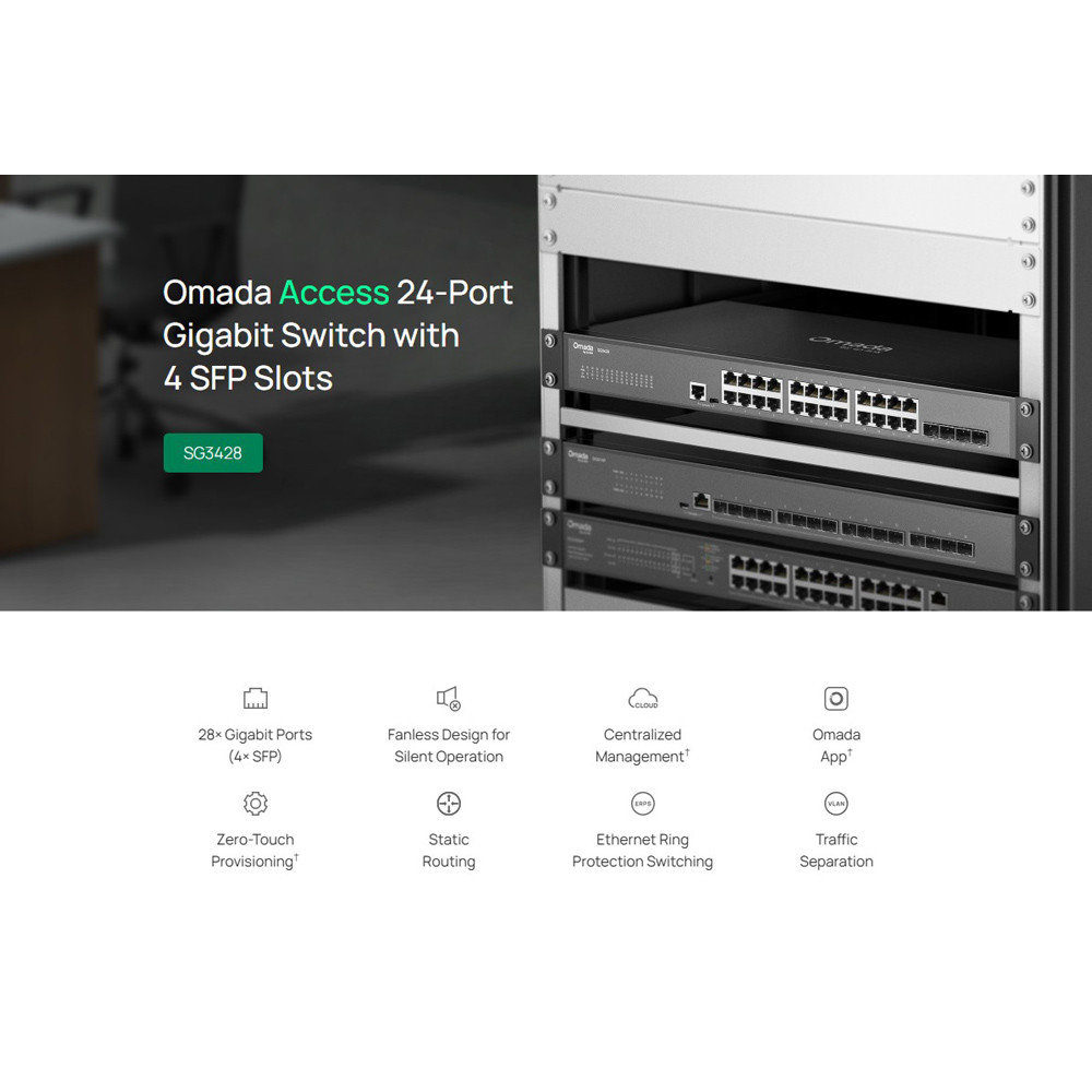 TP-LINK Omada access switch SG3428, 24-Port Gigabit, 4x SFP, V2.40