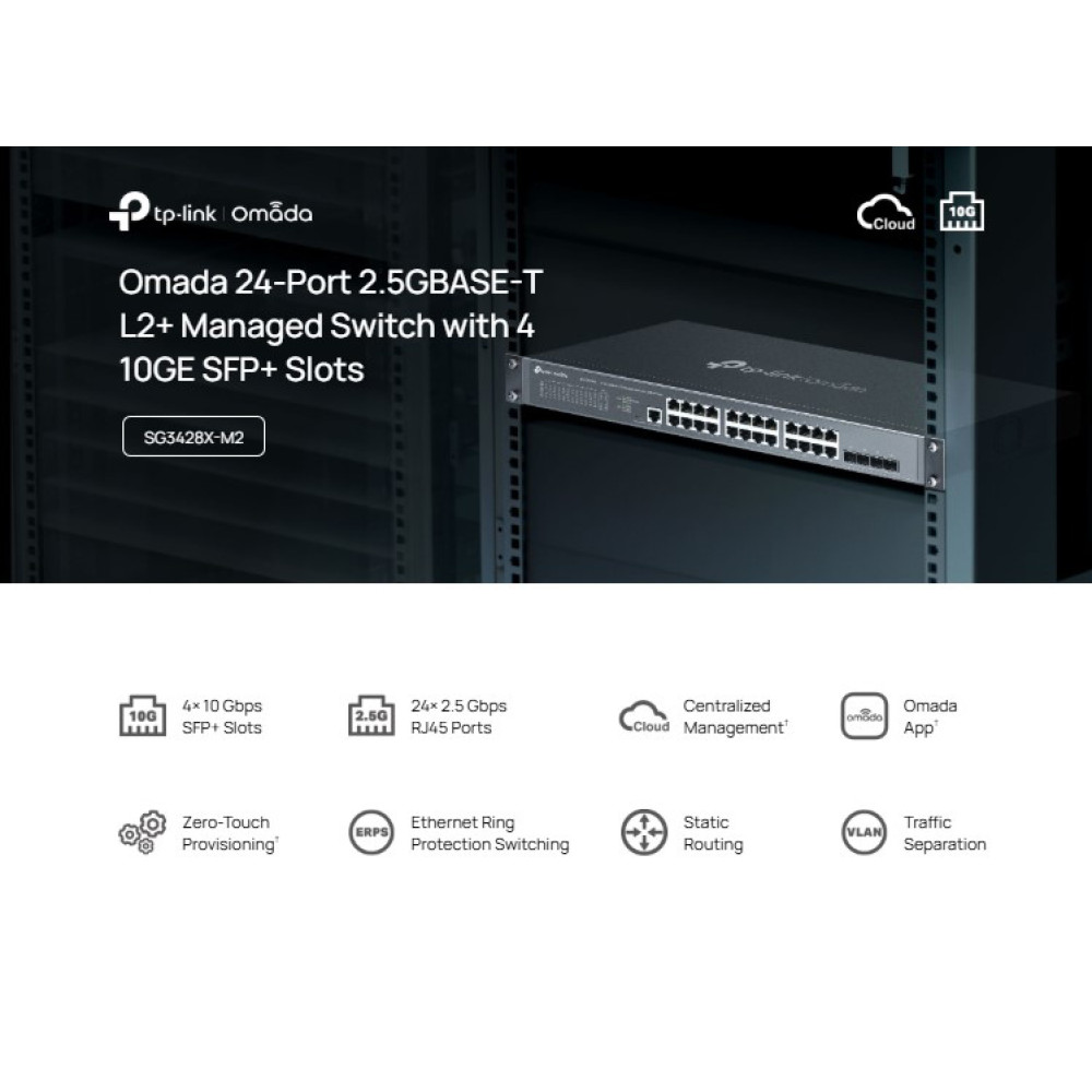 TP-LINK L2+ managed switch SG3428X-M2, 24x 2.5Gbps θύρες, V1.20