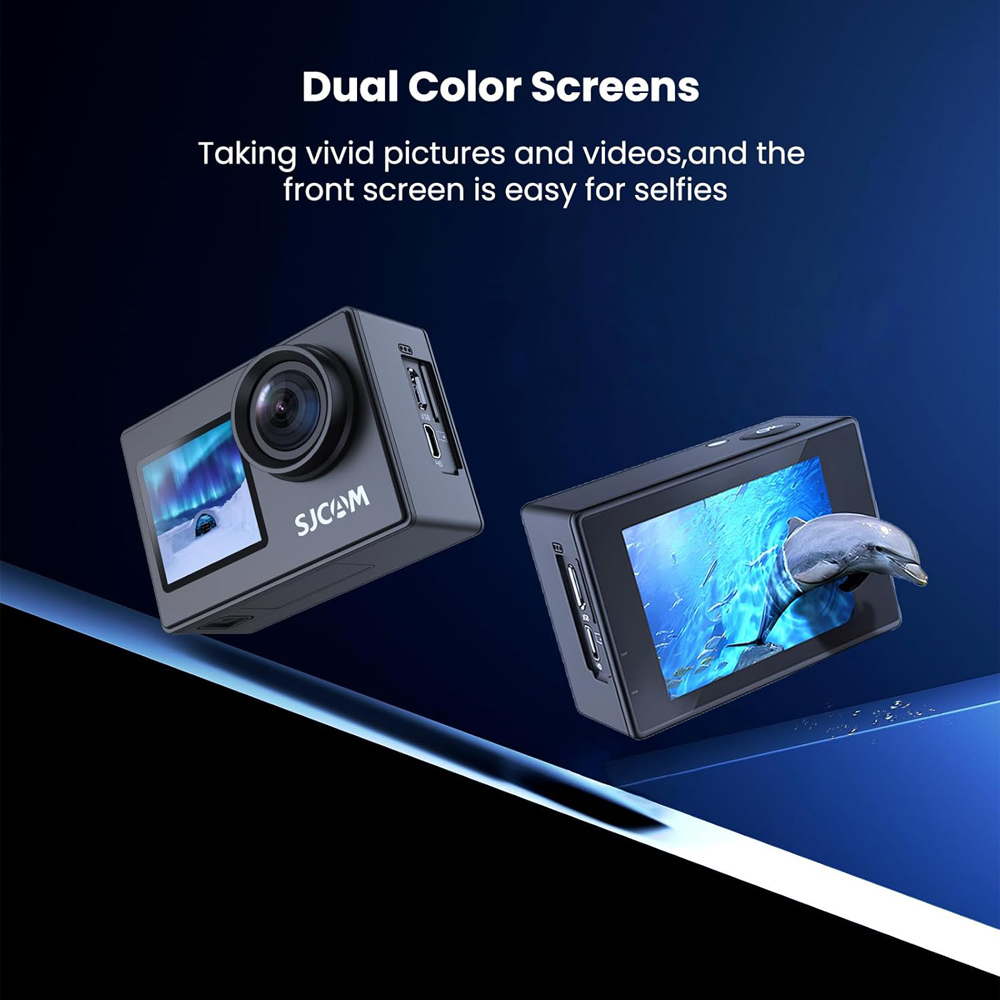 SJCAM action camera SJ4000 Dual Screen, 2x οθόνες, 16MP/4K, WiFi, αδιάβροχη θήκη, μαύρη