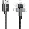 USAMS καλώδιο Lightning σε USB US-SJ476, περιστρεφόμενο, 2.1A, 1m, μαύρο