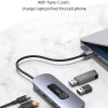 USAMS docking station US-SJ643, 8 θυρών, USB-C, 4K, 100W PD, LAN, γκρι
